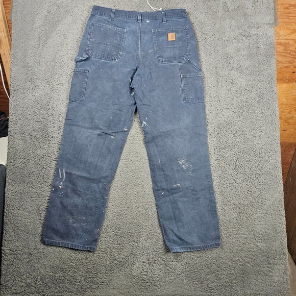Carhartt Carpenter Jeans Men's 36x32 Work Pants Blue Distressed - Picture 8 of 13